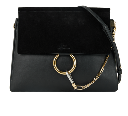 Medium Faye, &pound;350, Handbags, Black, Leather/Suede, Front view